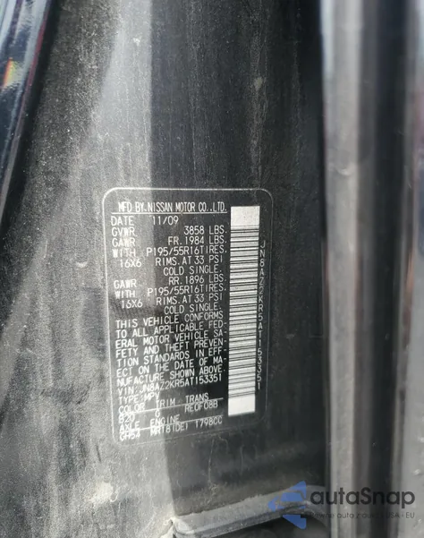 2010 Nissan Cube Base z USA, uszkodzony, nr VIN JN8AZ2KR5AT153351